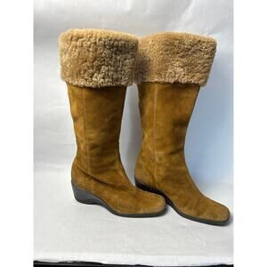 Anne Klein Boots iFlex Suede Fur Wedge Boots Aknorgans 7M